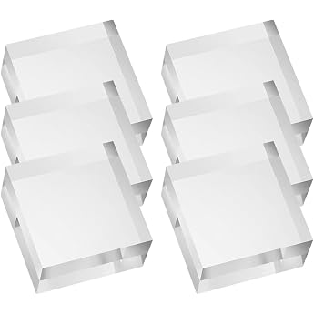 Pack of 6 Clear Acrylic Cubes 5.08 x 5.08 x 2.5 cm Square Acrylic Display Blocks Square Transparent Polished Display Cube Block for Ring Jewellery Display Case Holder Base