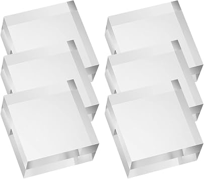 6Pcs Clear Acrylic Cube 5.08 X5.08 X 2.5cm Acrylic Square Display Blocks Square Clear Polished Display Cube Block for Ring Jewelry Showcase Holder Base