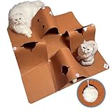 Interactive Cat Tunnel Mat for Indoor Cats, 4-Way Felt Cat Cave with Hanging Ball, Foldable Kitty Play Mat and Hideout, Pet Enrichment Toy for Kittens, Rabbits, Small Pets