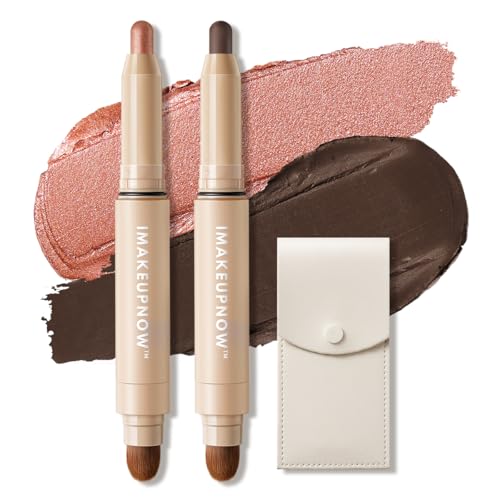 imakeupnow Cream Waterproof Eyeshadow Stick Set Shimmer Matte Eye Shadow Sticks 2PCS, Brightener Make Up Eyeshadow Pencil With Small Cosmetics Bag #J