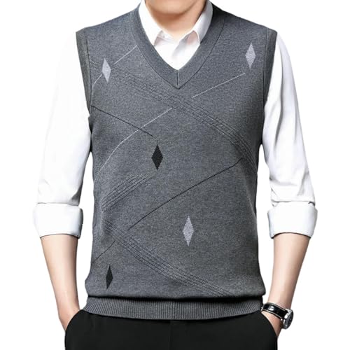 Chaleco de punto jacquard para hombre con cuello en V sin mangas