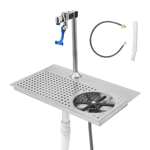 AGULIUM Glass Rinser Cup Washer, Commercial Stainless Steel Pitcher Rinser with Multi Angle Cleaning Nozzle and Faucet for Bar Cafe Hotel Restaurant Home(18.11''x9.65'')