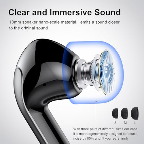 Bluetooth Kopfhörer, Kopfhörer Kabellos Bluetooth In Ear 5.3 Kabellose Kopfhörer mit 4 Mic, 2023 Neue ENC Noise Cancelling Wireless Earbuds 48H Tiefer Bass, IP7 Wasserdicht Ohrhörer LED-Anzeige USB-C – Bild 5