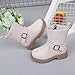 Girls Ankle Boots Waterproof High Top Thick Leather Side Zipper Boot Fashion Thick Soft Flat Outdoor Rain Shoe