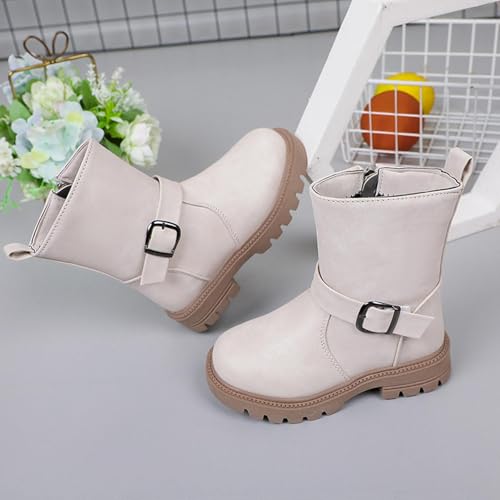 Girls Ankle Boots Waterproof Combat Shoes With Side Zipper for Little Kid/Big Kid 2025 Winter Fashion2