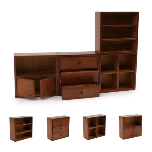 Meubles miniatures en bois 1:12 pour maison de poupée avec 4 modules cuisine et chambre