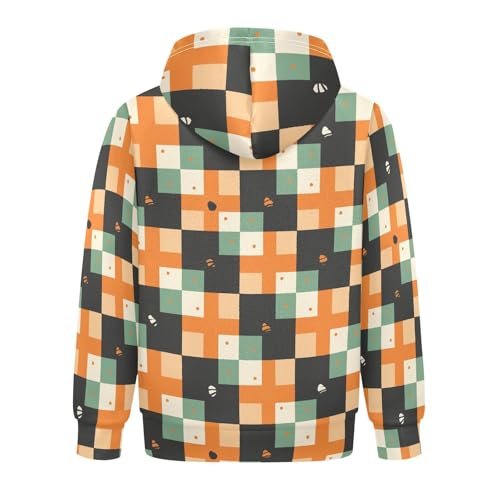 KLL Buffalo Plaid Green Black Cartoon Boys Girls Sweatshirts Sweater Crewneck Cool Hoodie Clothes with Kangaroo Pocket2