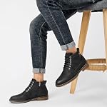 Bottes de cheville casual homme avec fermeture éclair et dentelle , fermeture à glissière latérale pour faciliter le fonctionnement, support confortable, port quotidien, travail, extérieur, occasion occasionnelle