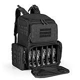 DSLEAF Tactical Range Pistol Backpack for 6 Handguns, Gun Backpack with 9X Magazine Slots, Lockable Zippers and Extra Storage Pocket for Magazine, Ammo and Essentials,Black