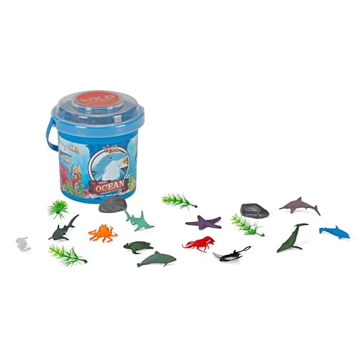 Wild Republic Aquatic Animals Bucket, Toy Figures, Kids Gifts, Ocean Theme Party Supplies, Sea Creatures, 18Piece