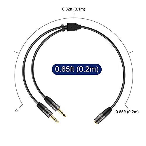 J&D Headphone Splitter 3.5mm Mic Audio Cable, 1/8" Female to Dual 3.5mm Male Mic Splitter Cable for Cellphone, Headset, PC Durable Copper Shell Headphone Cord, 0.65 Feet - image 7