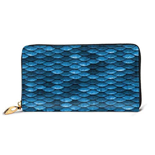Preisvergleich Produktbild Kimisoy Meerjungfrau Waage Blau Leder Clutch Wasserdicht Kartenhalter mit Reißverschluss Große Kapazität Handgelenk Brieftasche Durable Umschlag Clutch Tragbare Geldbörse Täglich Gebrauch
