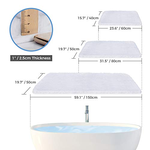 Lifewit Bathroom Runner Rug Bath Mat 59"X20" Non-Slip Soft Long Shower Rug Plush Microfiber Water Absorbent Carpet Thick Shaggy Luxury Floor Mats, Machine Washable, White #TOP6