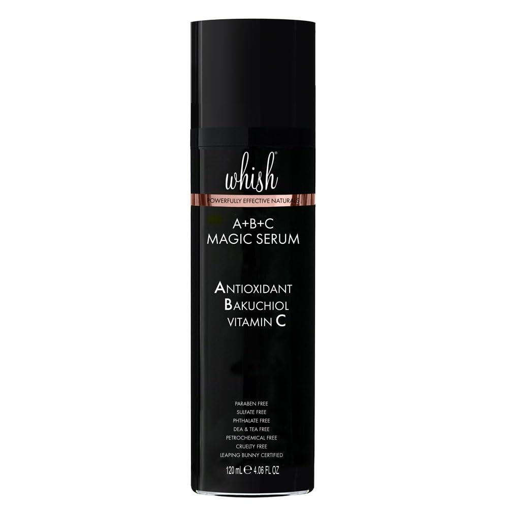 Whish A+B+C Magic Serum - Bakuchiol, Vitamin C, Antioxidant, Reduces Fine Lines & Wrinkles - 4 oz