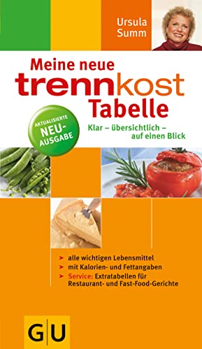 trennkost-Tabelle, Meine neue: Klar - übersichtlich - auf einen Blick. Alle wichtigen Lebensmittel, mit Kalorienangaben. Service: Extratabelle für Restaurant- und Fast-Food-Gerichte (Abnehmen mit GU)
