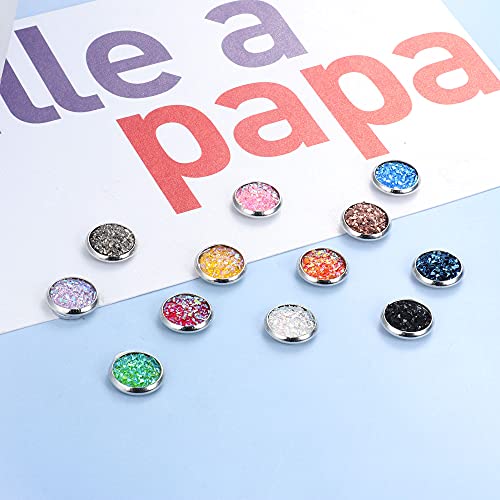 Thunaraz 12Pairs Colorful Magnetic Stud Earrings for Women Men Atheniz Magnetology Lymphvity Germanium Earrings Faux Druzy Stud Earrings Sparkled Non-Pierced Earrings 8mm 10mm2