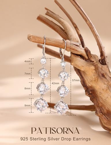 Image of PATISORNA 925 Sterling Silver Long Dangle Earrings for Women Hypoallergenic