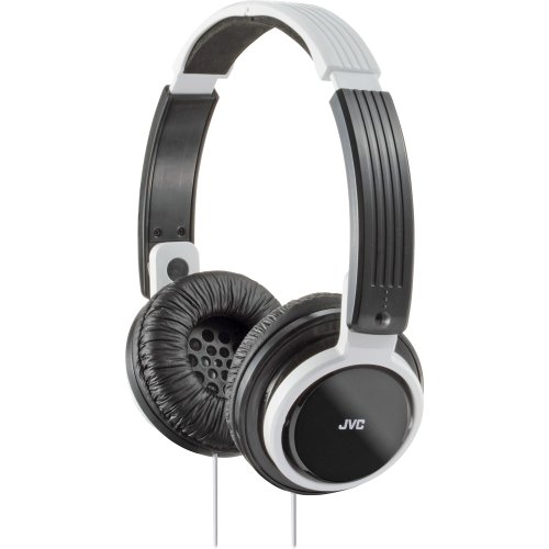 Casque supra-auriculaire pliable JVC HA-S200W en noir et blanc