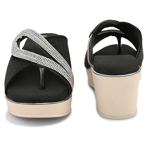 Image of Centrino Women's Wedge Heel Sandals | Stylish Slip-On Sandals for Ladies | Soft Cushioned Footbed for Comfort | Elegant & Trendy Design | Lightweight and Durable Fashion Footwear (9404)