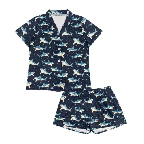 Image of Women's Short Sleeve Sleepwear Pajamas Nightwear with Pockets | Premium Polyester Fabric Ultra Soft Lightweight Breathable Touch, Wrinkle Resistant, All Day Cozy Wear for Daily Sleep