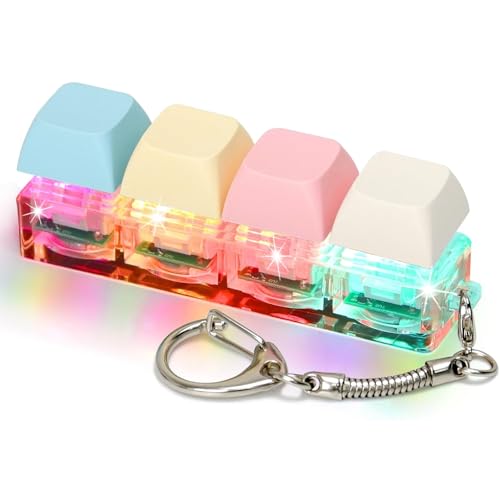 Image of 4 in 1 Keyboard Fidget Toys for Adults LED Light Keyboard Clicker with Keychain Fidget Sensory Fun Toys for Decompression