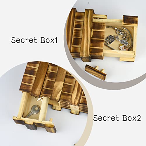 Coriver Hölz Magische Puzzleboxen, Magische Geschenkbox, Holz Puzzle Box mit 2 Geheimfächern, Puzzle Box für Schmuck Geld, Erwachsene Kinder Gehirn Teaser, Hochzeit Geburtstag Geschenk Rätselbox