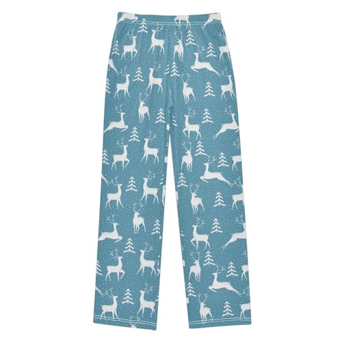 ZZXXB Reindeer Snow Tree Boys Long Pants Soft Trousers Elastic Waist Kids Lounge Bottoms with Pockets S-XL
