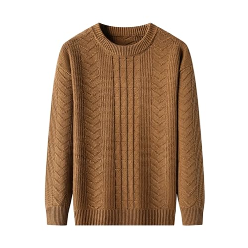 Men'S Knitted Loose Sweater Pullover Solid Color Autumn and Winter Loose O-Neck Long-Sleeved Casual Sweater3