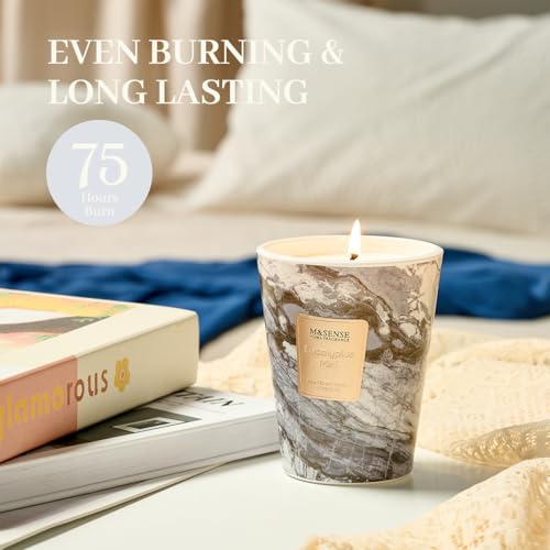 Image of M&SENSE Eucalyptus Mint Scented Soy Candle, 3 Wick Highly Scented 14.1 Oz 75H, Aromatherapy Christmas Gift for Women and Men