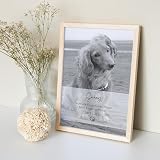 DEL MÀ Unique & Personal Andenken an verstorbenen Hund Bild im Stil einer Gedenktafel zur Erinnerung & Trauer personalisiert mit Foto Geschenk für Hundebesitzer mit Bilderrahmen Din A4 (Hochformat)