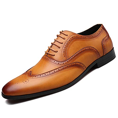 Men's Lightweight Dress Oxford Shoes with Wingtip Brogue Design - Casual to Business Versatile Lace-ups Wedding Formal Shoes4
