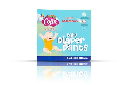 Cojin Premium sensitive skin Baby Diaper Pants (M-L, 144 Baby Diaper Pants) with 1 litre absorbency. 99% antibacterial.Most absorbent baby diaper in india. (B0D8YWDZNZ) Amazon Price History, Amazon Price Tracker