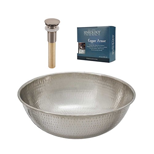 Sinkology SB301-14N-AMZ-TP Bohr Évier de salle de bain en cuivre Nickel 14 x 14 x 5 cm Cover