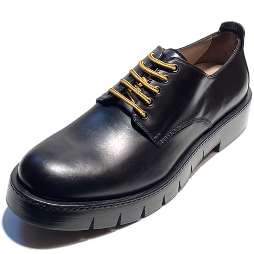Rudy Plain Toe Chunky Derby Black Leather Welted Lace-Up Formal Shoes (Salvatore