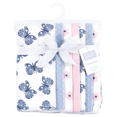Image of Hudson Baby Unisex Baby Cotton Flannel Burp Cloths 7-Pack, Beautiful Butterfly, One Size