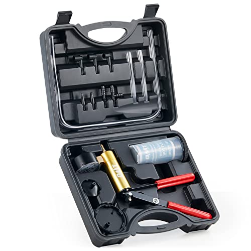 Brake Bleeder Kit, Hand Vacuum Pump Brake Fluid Bleeder kit One Person with Pressure Gauge Brake Bleeder Valve Adapters Reservoir and Hoses, Brake Bleeding Kit for Brake Fluid Power Steering Fluid