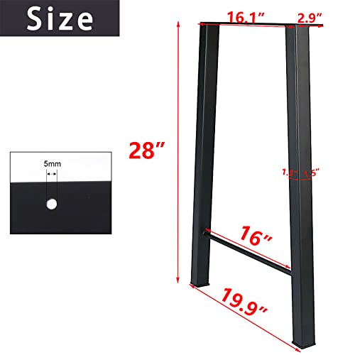 Tengchang 2 PCS 28\'\' Industry Trapezoid Dinning Table Legs Metal Steel Desk Legs DIY Furniture