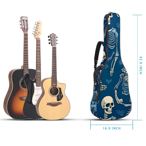 Sac dos guitare acoustique étanche crâne bleu rétro à double sangle