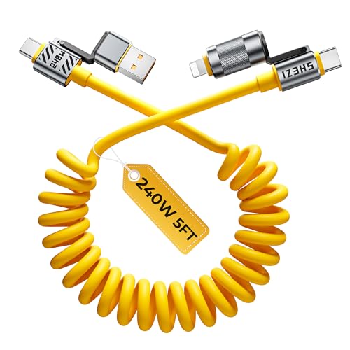 Coiled 4-in-1 USB-C Cable with 240W Fast Charging