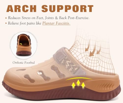 Image of KuaiLu Womens Classic Recovery Clogs Waterproof & Quick Dry Beach Sandals | Ladies Orthotic Arch Support Cushioned Slip-on Mules Lightweight EVA Thick Sole, Adult Slip Resistant Shoes