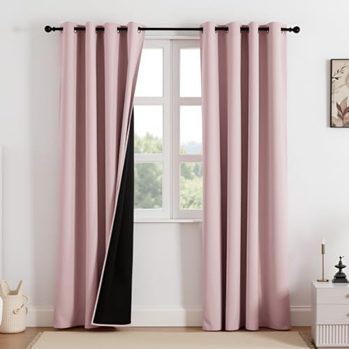 Best Curtain Sets: Festive Blackout vs Sheer 79 HOMEMONDE 100% True Blackout Curtains 7 Feet Long - Heavy Faux Si...