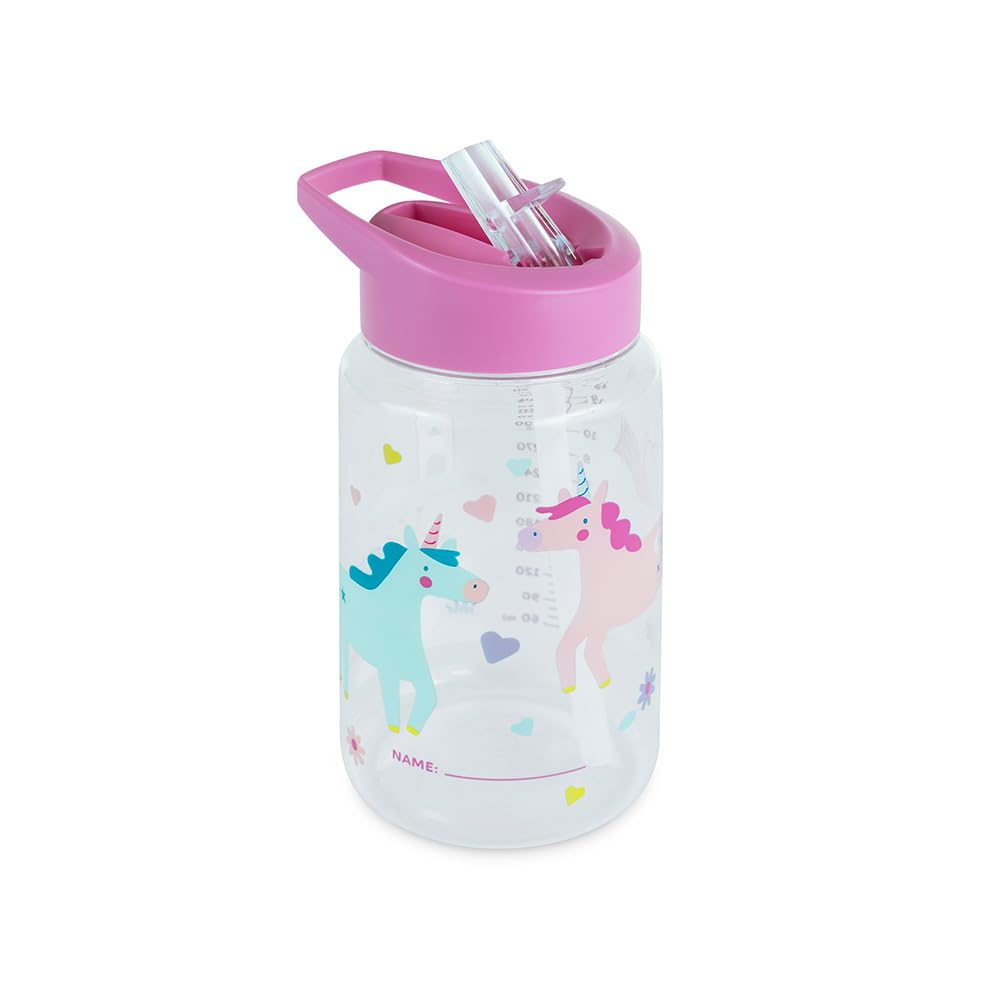 Miniland - Tritan Kids Bottle 450ml, Baby Water Bottle with Straw and Ergonomic Handle, Dishwasher Safe (Fantasy)