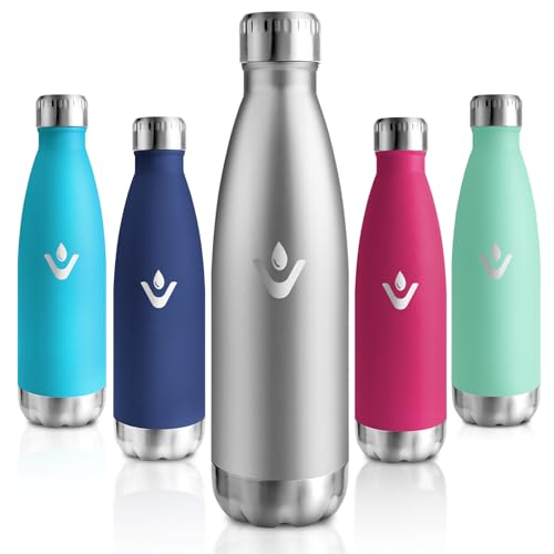 Motswedi Borraccia Termica 500 ml, Senza BPA, Bottiglia Termica, 18/8 Acciaio Inox, Bottiglia Acqua, Doppia Parete, Borracce Termiche, per Palestra, Scuola, Sport, Ufficio, Yoga, Acciaio Inossidabile