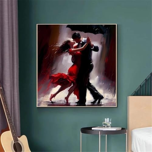 Toile tango sous la pluie 60x60 cm pour sublimer votre salon moderne