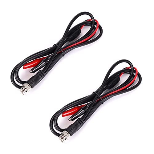 Image of 2Pcs BNC-Q9 to Double Alligator Clip Test Cable 1.5M /4.9FT for Oscilloscope, Signal Generators, Video Surveillance