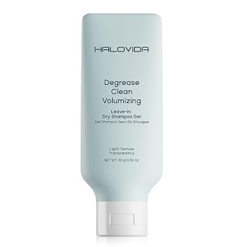 HALOVIDA Leave-in Dry Shampoo Gel, Instant Oil Absorption & Volume, Light Texture Transparency, Non-Aerosol, Safe & Clean with Natural Ingredients, 2.82 oz