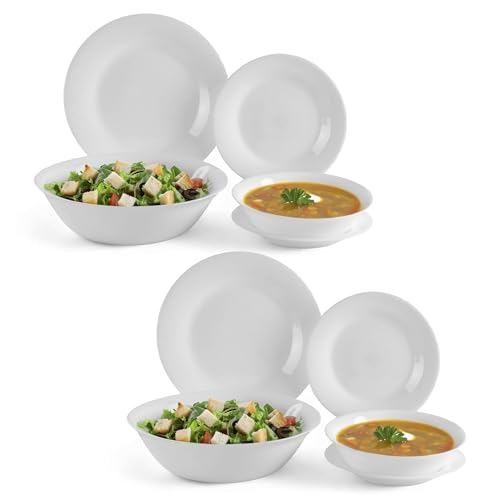 La mejor comparación de Vajilla crisa 12 piezas Top 10. 41 Kingshouse | Juego de Vajilla de Opalina Moderna para 12 Personas 50 Piezas con Platos Extendidos, Postreros, Soperos, Bowls y Ensaladeras. Resistente, Ligera y DuraderA