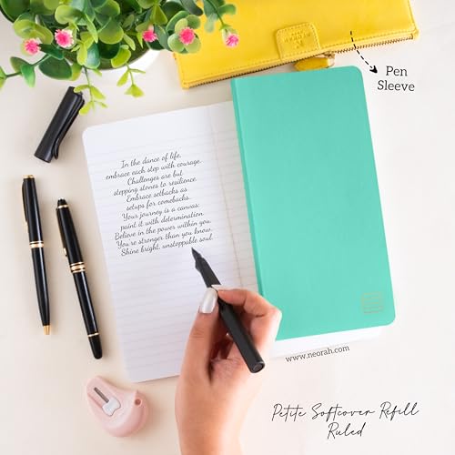 Image of NEORAH - PETITE Ruled Notebook SOFT COVER | Organiser REFILL | Ruled Journal | 110 GSM | 160 pages (Size 21.0 cm x 10.5 cm) notebook, Journaling Writing Note Taking Diary, Travellers Notebook - TEAL