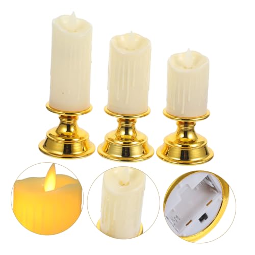 Velas cónicas parpadeantes doradas para decorar la mesa en el Día de San Valentín 3
