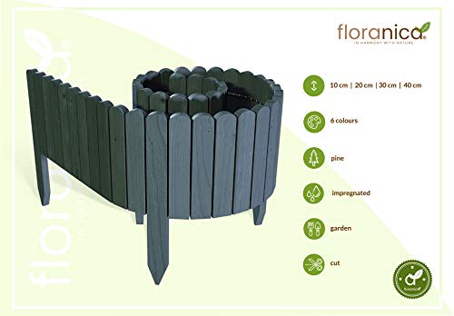 Floranica Rollborder Flexibler Holzzaun 203 cm (kürzbar) imprägniertes Kiefernholz 4 Größen Beeteinfassung Rasenkante Palisade Umzäunung für Obstgärten Beete Wege – Bild 3